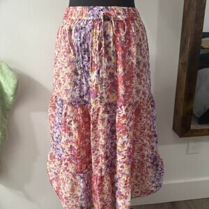 Multi coloured floral midi skirt brand